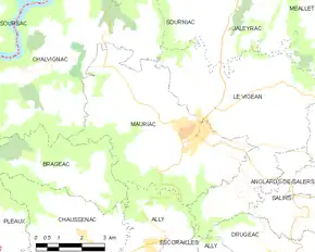 Poziția localității Mauriac