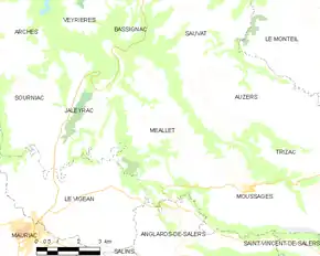 Poziția localității Méallet