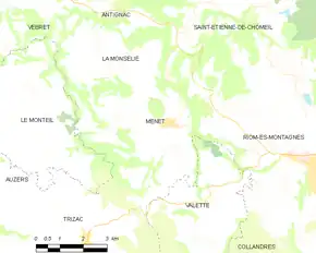 Poziția localității Menet