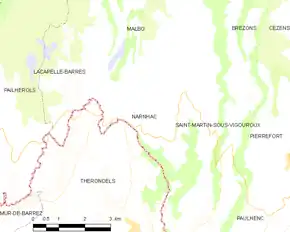 Poziția localității Narnhac