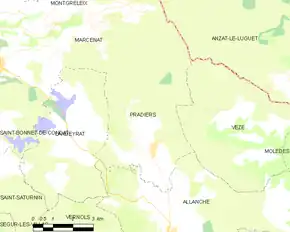 Poziția localității Pradiers