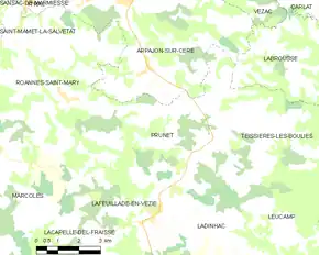 Poziția localității Prunet