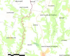 Poziția localității Quézac