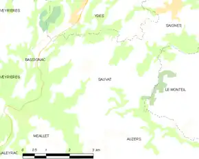 Poziția localității Sauvat