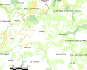 Poziția localității Vebret