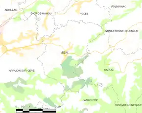 Poziția localității Vézac