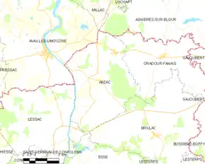 Poziția localității Abzac