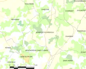 Poziția localității Aignes-et-Puypéroux