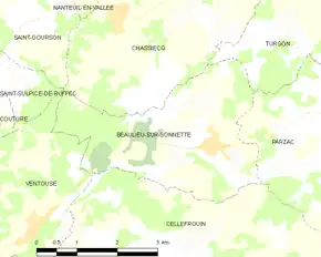 Poziția localității Beaulieu-sur-Sonnette