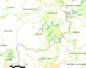 Poziția localității Brigueuil