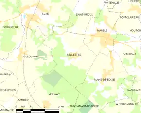 Poziția localității Cellettes