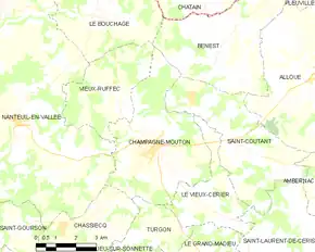 Poziția localității Champagne-Mouton