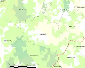 Poziția localității Charras