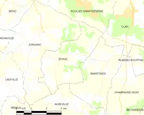 Poziția localității Étriac