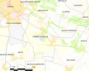 Poziția localității Gensac-la-Pallue