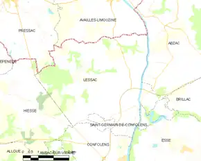 Poziția localității Lessac