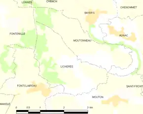 Poziția localității Lichères