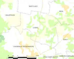 Poziția localității Lussac