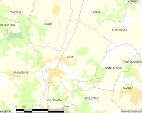 Poziția localității Luxé