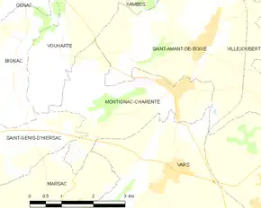 Poziția localității Montignac-Charente