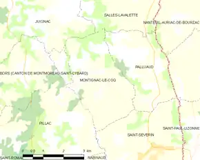 Poziția localității Montignac-le-Coq