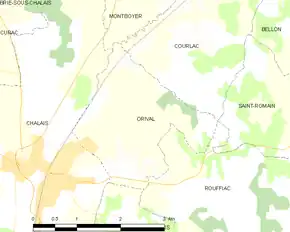 Poziția localității Orival