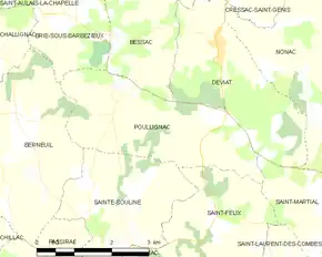 Poziția localității Poullignac