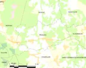 Poziția localității Pranzac