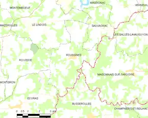 Poziția localității Roussines