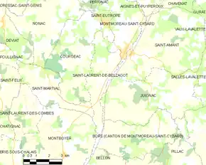 Poziția localității Saint-Laurent-de-Belzagot