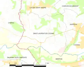 Poziția localității Saint-Laurent-de-Cognac