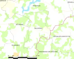 Poziția localității Sauvagnac