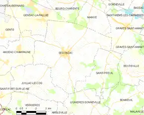 Poziția localității Segonzac