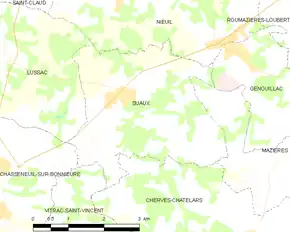 Poziția localității Suaux