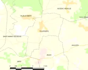 Poziția localității Tourriers