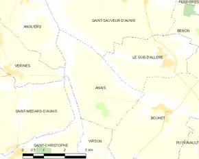 Poziția localității Anais