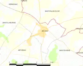 Poziția localității Archiac