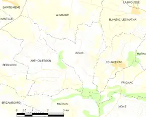 Poziția localității Aujac