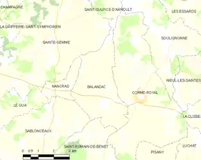 Poziția localității Balanzac