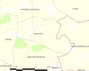Poziția localității Bazauges