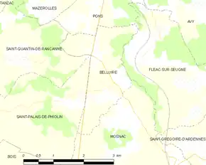 Poziția localității Belluire