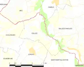 Poziția localității Celles