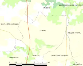 Poziția localității Consac