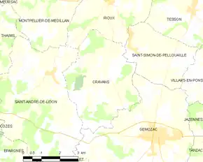 Poziția localității Cravans