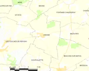 Poziția localității Cressé