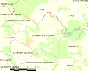 Poziția localității Dampierre-sur-Boutonne