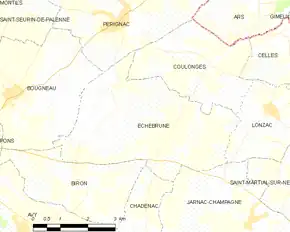 Poziția localității Échebrune