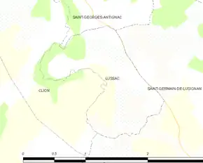 Poziția localității Lussac