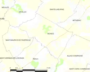 Poziția localității Moings