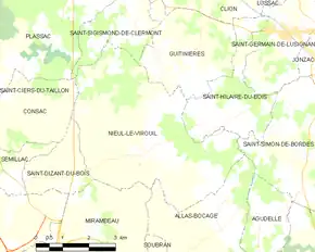 Poziția localității Nieul-le-Virouil